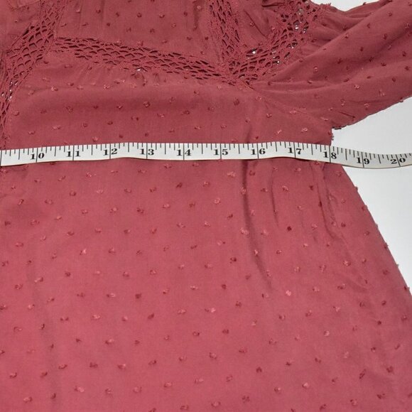 Free People Every Day Every Girl Swiss Dot Long Sleeve Top Button Down Blouse - Picture 6 of 12